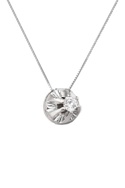 Κολιέ Λευκόχρυσο 18Κ Καλαθάκι 0.07Ct