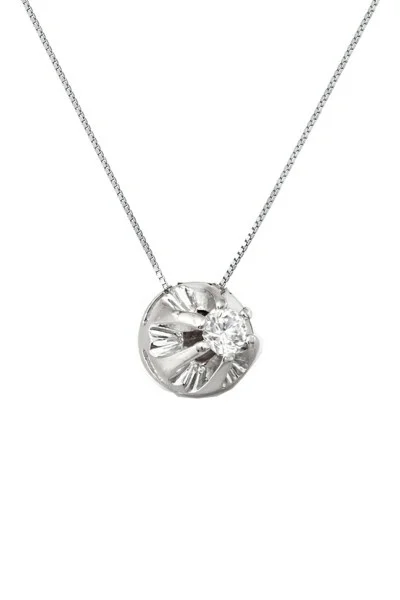 Κολιέ Λευκόχρυσο 18Κ Καλαθάκι 0.07Ct