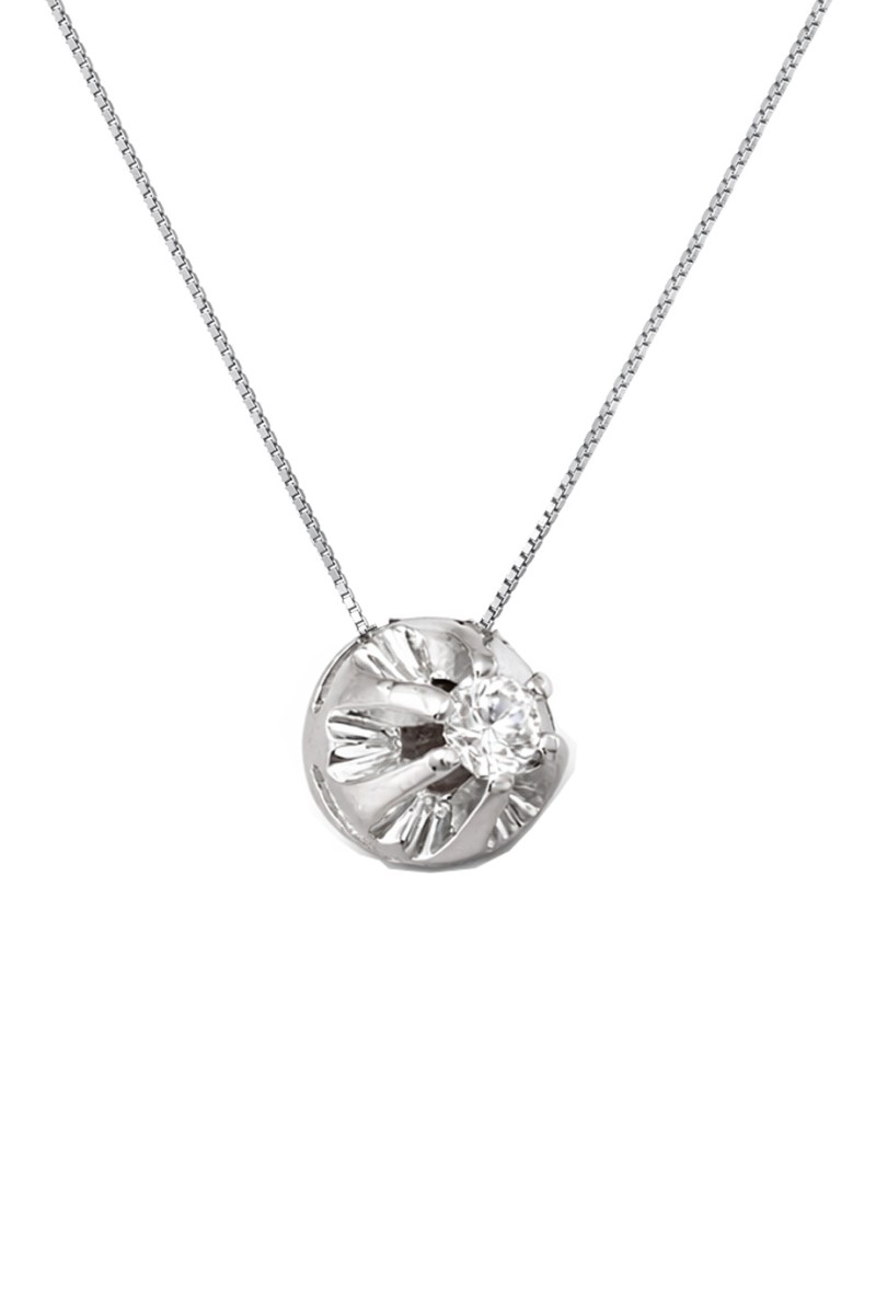 Κολιέ Λευκόχρυσο 18Κ Καλαθάκι 0.07Ct