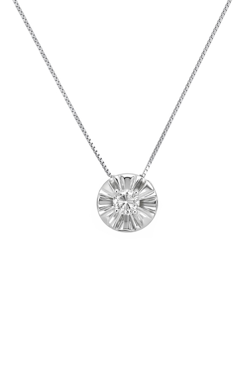 Κολιέ Λευκόχρυσο 18Κ Καλαθάκι 0.07Ct