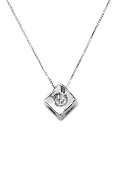 Κολιέ Λευκόχρυσο 18Κ Ρόμβος 0.03Ct