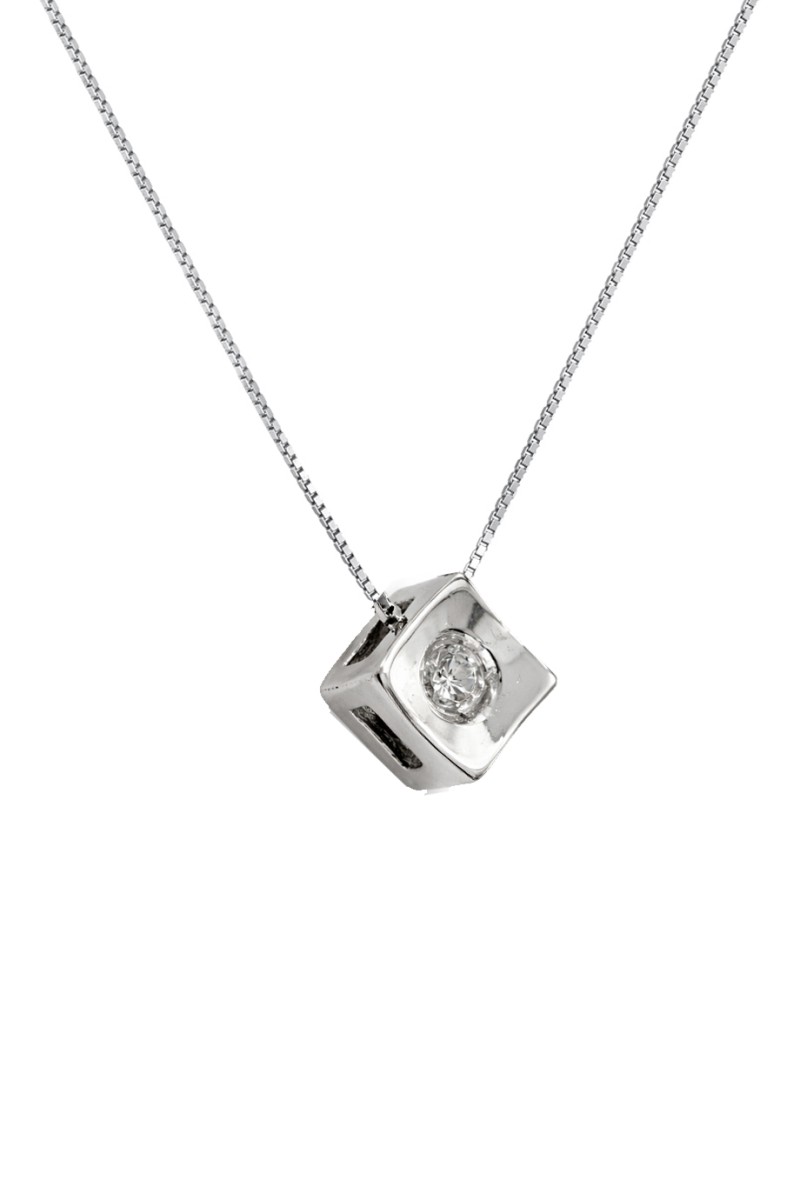 Κολιέ Λευκόχρυσο 18Κ Ρόμβος 0.03Ct