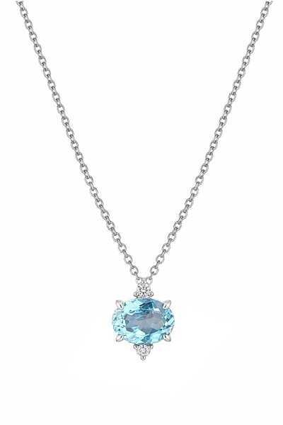 Κολιέ Λευκόχρυσο 18Κ Διαμάντι Aquamarine 0.73Ct