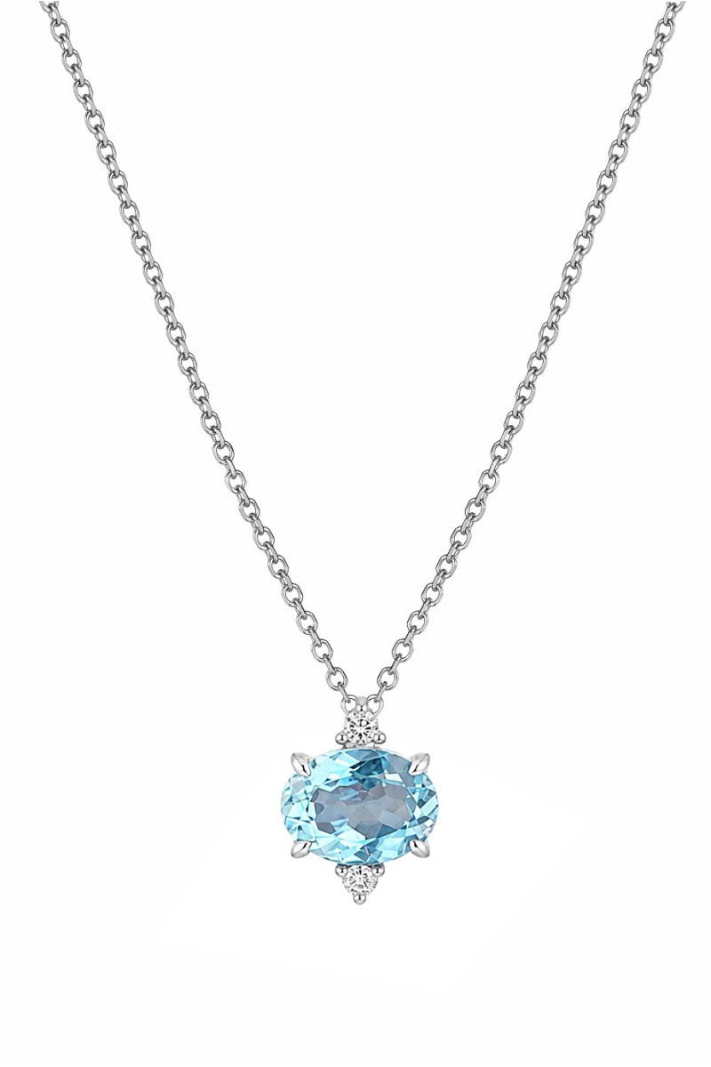 Κολιέ Λευκόχρυσο 18Κ Διαμάντι Aquamarine 0.73Ct