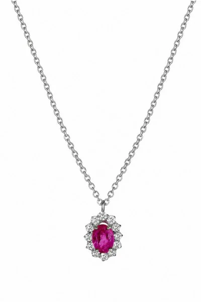 Κολιέ Λευκόχρυσο 18Κ Ρουμπίνι Brillant 0.31CT