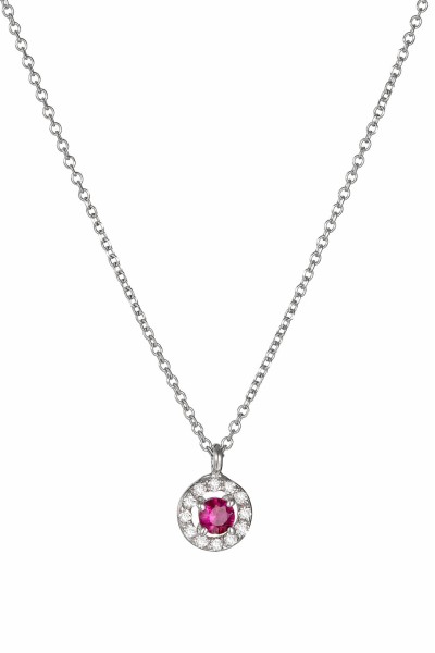 Κολιέ Λευκόχρυσο 18Κ Ρουμπίνι Brillant 0.15CT