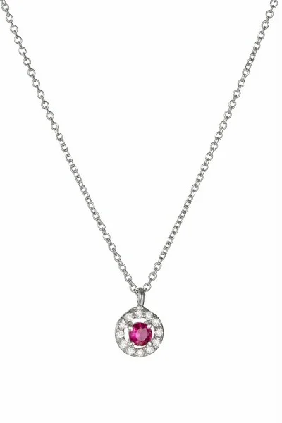 Κολιέ Λευκόχρυσο 18Κ Ρουμπίνι Brillant 0.15CT