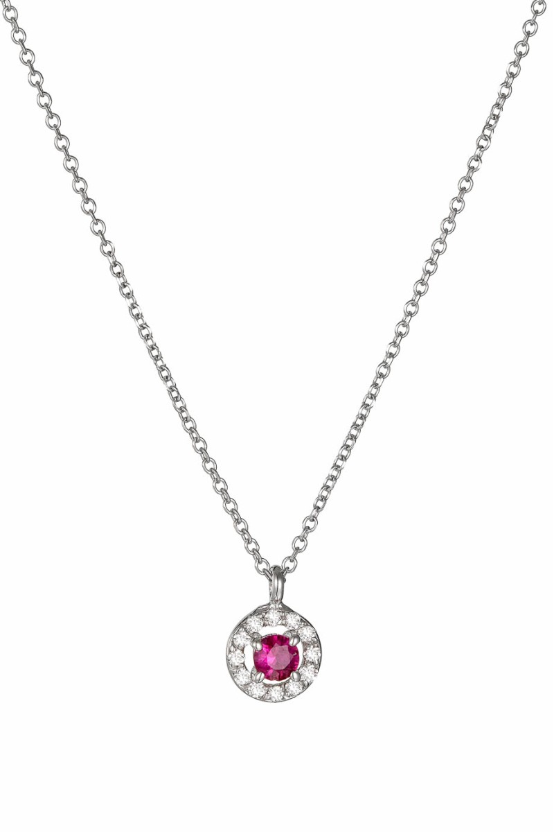 Κολιέ Λευκόχρυσο 18Κ Ρουμπίνι Brillant 0.15CT