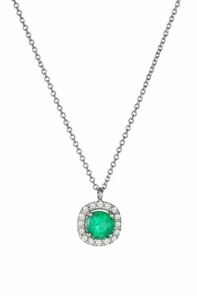 Κολιέ Λευκόχρυσο 18Κ Σμαράγδι Brillant 0.50CT