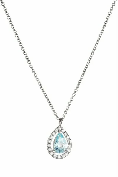Κολιέ Λευκόχρυσο 18Κ Διαμάντι Aquamarine 0.43Ct