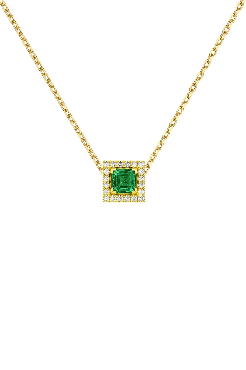 Κολιέ Χρυσό 18Κ Σμαράγδι Brillant 0.39CT