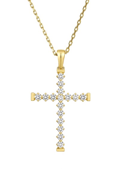 Κολιέ Χρυσό 18Κ Σταυρός με Διαμάντια Brillant 0.16Ct