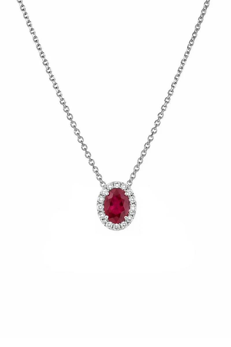 Κολιέ Λευκόχρυσο 18Κ Ρουμπίνι Brillant 0.62CT