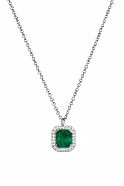 Κολιέ Λευκόχρυσο 18Κ Σμαράγδι Brillant 1.01CT