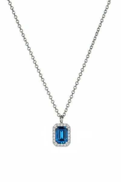 Κολιέ Λευκόχρυσό 18Κ Swiss Blue Topaz Brillant 1.28Ct