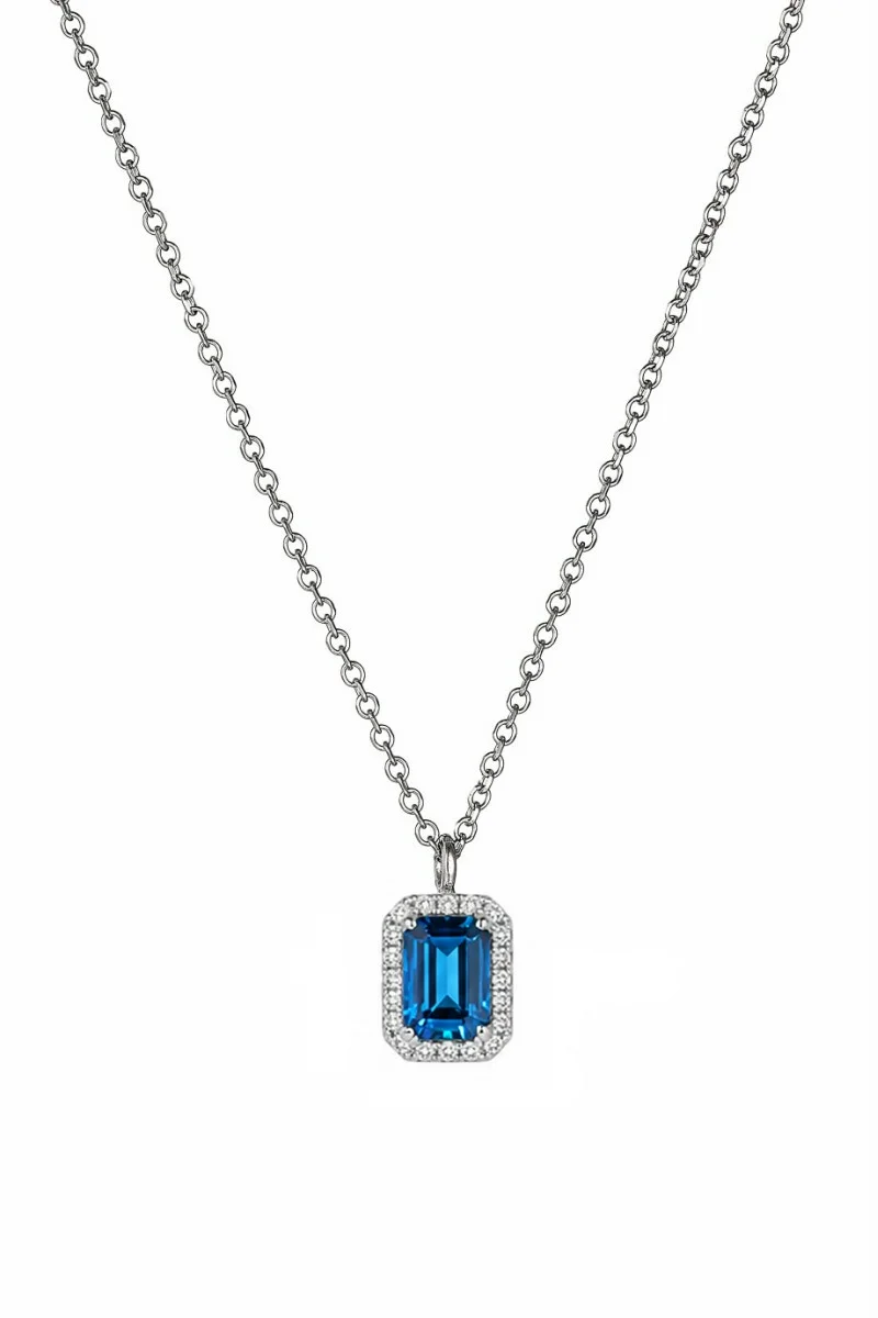 Κολιέ Λευκόχρυσό 18Κ Swiss Blue Topaz Brillant 1.28Ct