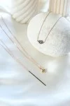 Κολιέ Ροζ Χρυσό 18Κ Minimal Μπάρα 0.11Ct