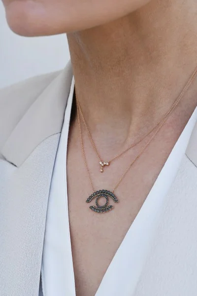 Κολιέ Ροζ Χρυσό 18Κ Deep Blue Eye 0.44Ct