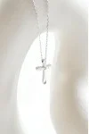 Κολιέ Λευκόχρυσο 18Κ Σταυρός με Αλυσίδα με Διαμάντια Brillant 0.007ct