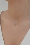 Κολιέ Χρυσό 18Κ Σταυρός Σμαράγδι Brillant 0.28CT