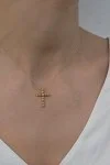 Κολιέ Xρυσό 18Κ Σταυρός Bubbles με Διαμάντι Brillant 0.015Ct