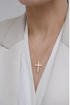Κολιέ Xρυσό 18Κ Σταυρός με Διαμάντια Brillant 0.02Ct
