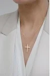 Κολιέ Xρυσό 18Κ Σταυρός με Διαμάντια Brillant 0.02Ct