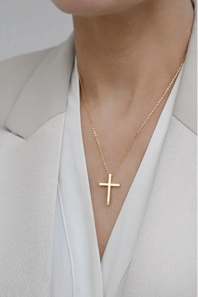 Κολιέ Xρυσό 18Κ Σταυρός με Διαμάντια Brillant 0.02Ct
