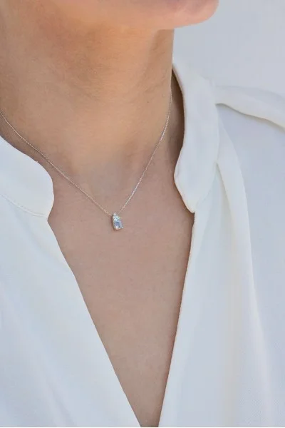 Κολιέ Λευκόχρυσο 18Κ Διαμάντι Aquamarine 0.53Ct