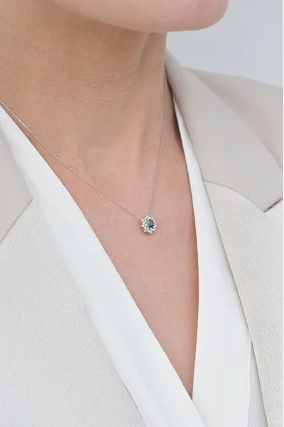 Κολιέ Λευκόχρυσο 18Κ Διαμάντι Ζαφείρι 0.80Ct