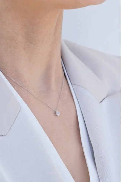 Κολιέ Elite Pave Λευκόχρυσο 18Κ 0.09Ct