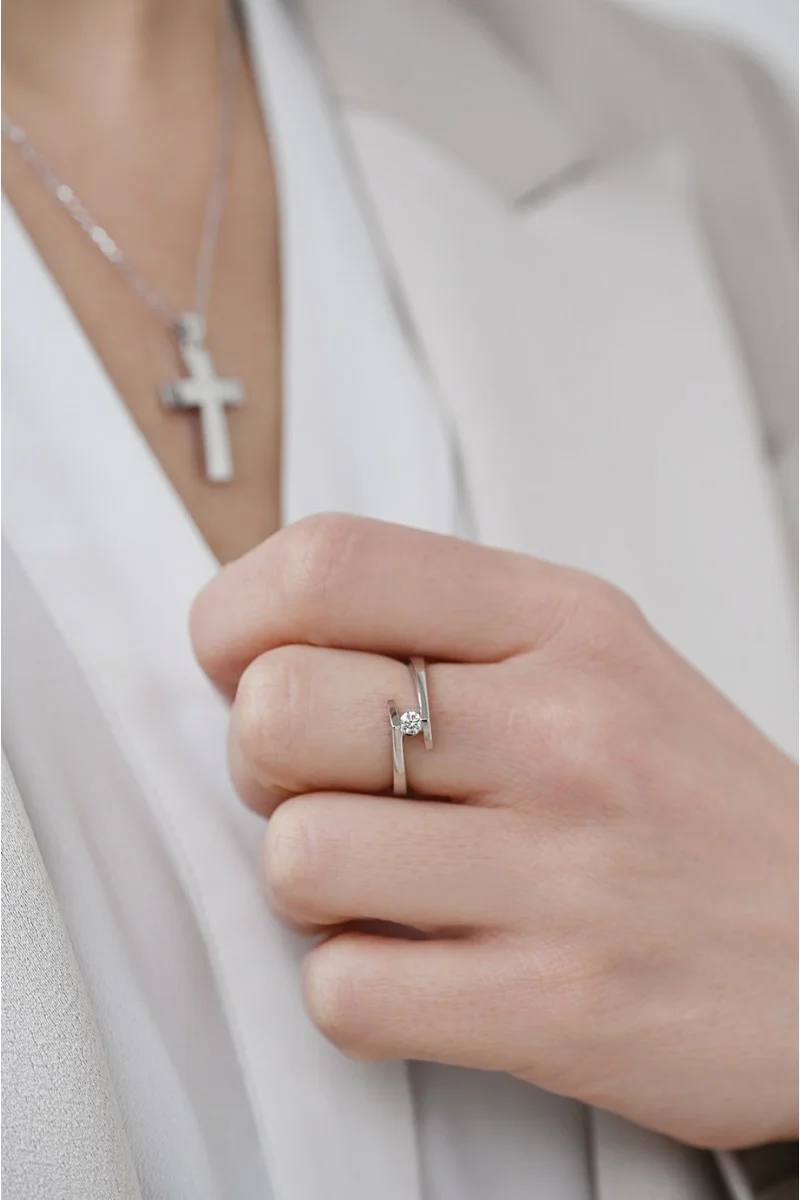 Δαχτυλίδι Λευκόχρυσο 18Κ Διαμάντι 0.17ct