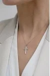 Κολιέ Λευκόχρυσο 18Κ Σταυρός με Διαμάντια Brillant 0.11ct