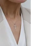 Κολιέ Λευκόχρυσο 18Κ Σταυρός με Διαμάντια Brillant 0.11ct