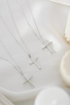 Σετ Σταυρός με Αλυσίδα Λευκόχρυσο 18Κ με Διαμάντια Brillant 0.07ct