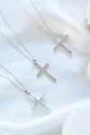Σετ Σταυρός με Αλυσίδα Λευκόχρυσο 18Κ με Διαμάντια Brillant 0.07ct