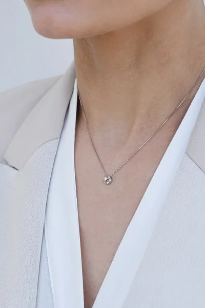 Κολιέ Λευκόχρυσο 18Κ Καλαθάκι 0.07Ct