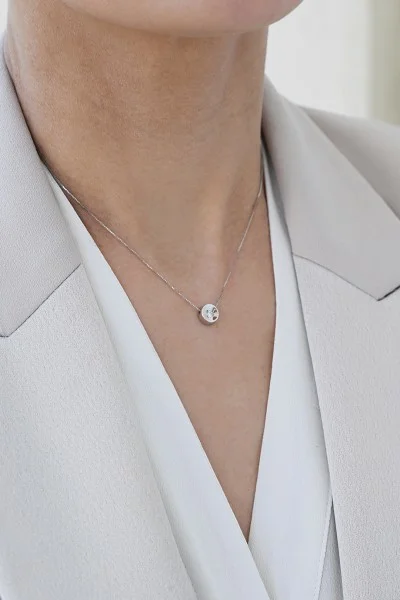 Κολιέ Λευκόχρυσο 18Κ Κύκλος 0.09Ct