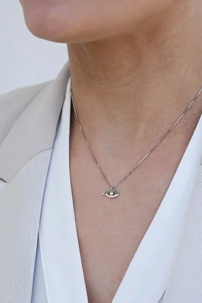 Κολιέ Λευκόχρυσο 18Κ Μάτι Brillant Black Diamonds 0.08Ct