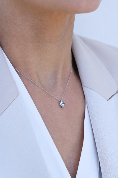 Κολιέ Λευκόχρυσο 18Κ Διαμάντι Aquamarine 0.73Ct