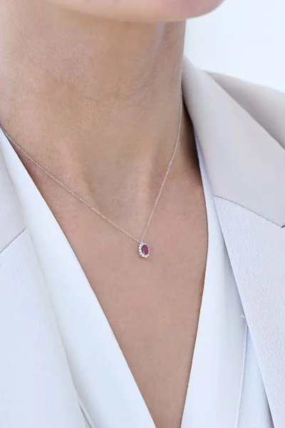 Κολιέ Λευκόχρυσο 18Κ Ρουμπίνι Brillant 0.31CT