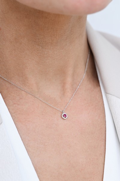 Κολιέ Λευκόχρυσο 18Κ Ρουμπίνι Brillant 0.15CT