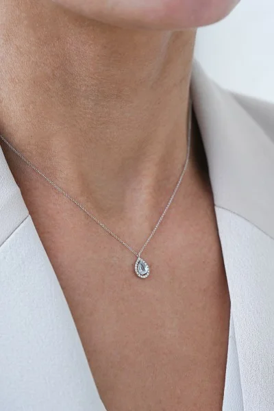 Κολιέ Λευκόχρυσο 18Κ Διαμάντι Aquamarine 0.43Ct