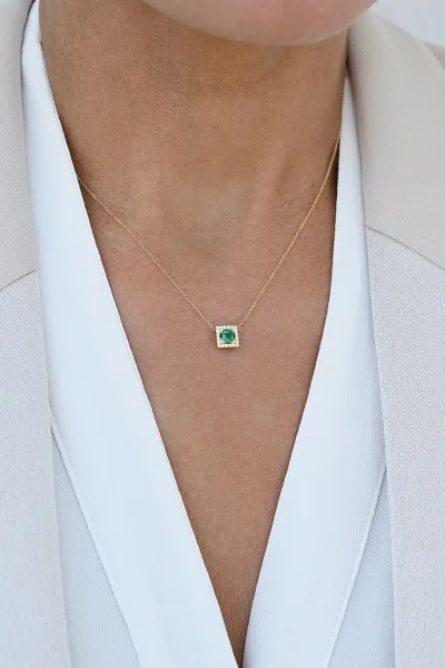 Κολιέ Χρυσό 18Κ Σμαράγδι Brillant 0.39CT