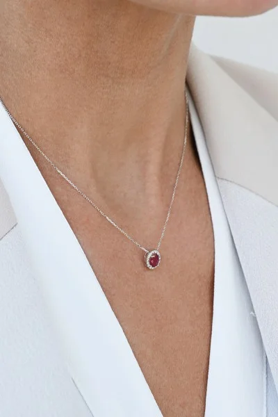 Κολιέ Λευκόχρυσο 18Κ Ρουμπίνι Brillant 0.62CT