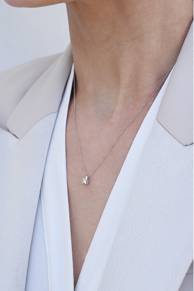 Κολιέ Λευκόχρυσο 18Κ Brillant Καλαθάκι Τετράγωνο 0.16ct