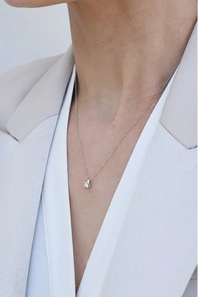 Κολιέ Λευκόχρυσο 18Κ Brillant Καλαθάκι Τετράγωνο 0.16ct