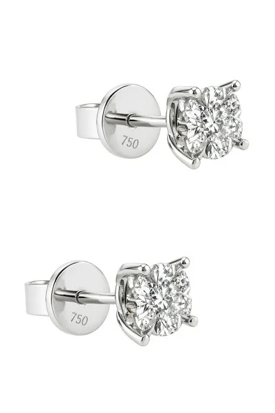 Σκουλαρίκια Λευκόχρυσο 18Κ Αστέρι Διαμάντι Pave 0.33ct