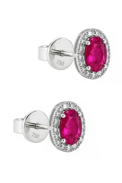 Σκουλαρίκια Λευκόχρυσο 18Κ Ρουμπίνι Brillant 1.08ct