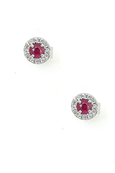 Σκουλαρίκια Λευκόχρυσο 18Κ Ρουμπίνι Brillant 0.43ct